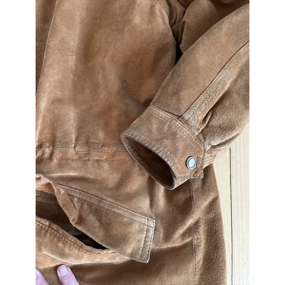BT Ltd Jacket Mens Large Suede + Aztec Southwest Hood Lined Car Coat Vintage - Picture 10 of 16